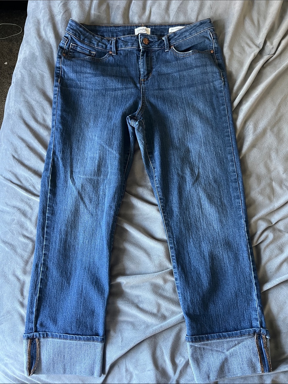 Jessica Simpson Dark Blue Cropped Jeans with Rolled Cuff